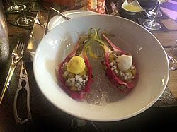 Dragon fruit - Pitahaja s maracujovým želé a citronovým sorbetem